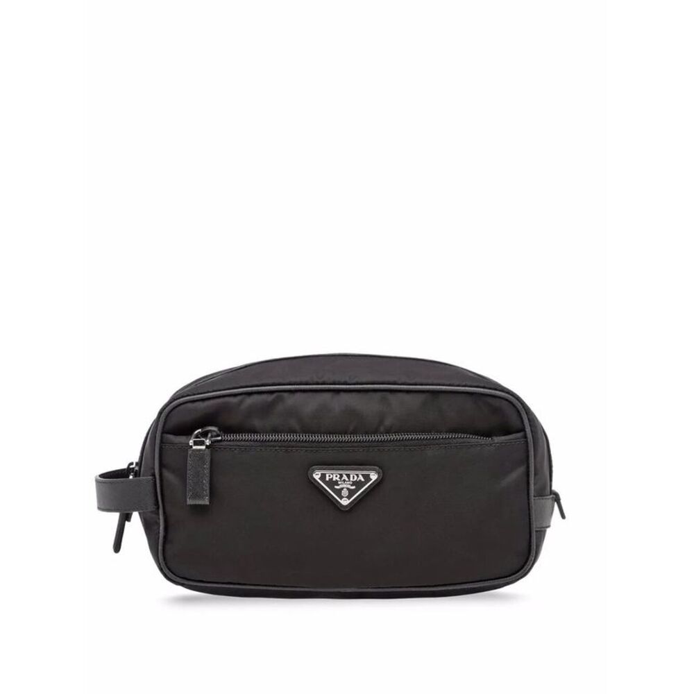 Re-Nylon And Saffiano Leather Travel Pouch Women